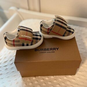 Burberry Baby Plaid Shoes - Beige, Black, and Red